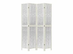 Biombo|Tabique divisorio de 4 paneles en madera maciza de paulownia blanca