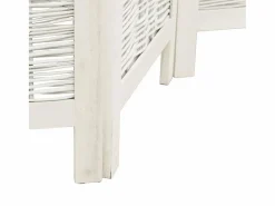 Biombo|Tabique divisorio de 4 paneles en madera maciza de paulownia blanca