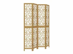 Tabique divisorio de 4 paneles en madera maciza de paulownia marrón Marru00f3n Discount