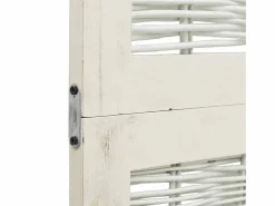 Biombo|Tabique divisorio de 6 paneles en madera maciza de paulownia blanca
