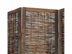 Tabique divisorio de 5 paneles en marrón oscuro fabricado en paulownia maciza Marru00f3n Discount