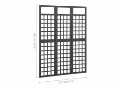 Tabique divisorio de 3 paneles Madera de pino 121x180 cm Negro
