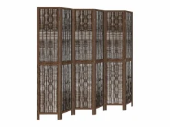 Tabique divisorio de 6 paneles en color marrón oscuro fabricado en paulownia maciza Marru00f3n