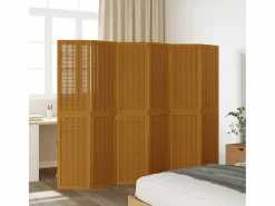 Tabique divisorio de 6 paneles en madera maciza de paulownia marrón^ New
