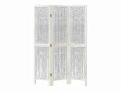 Biombo|Tabique divisorio de 3 paneles en madera maciza de paulownia blanca