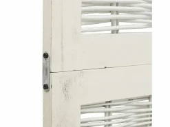 Biombo|Tabique divisorio de 3 paneles en madera maciza de paulownia blanca