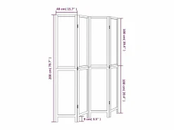 Tabique divisorio de 4 paneles en madera maciza de paulownia blanca^ New