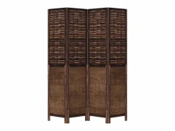 Tabique divisorio de 4 paneles de paulownia maciza en color marrón oscuro^ Sale