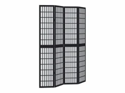 Biombo|Tabique divisorio de 4 paneles en madera maciza de paulownia negra