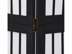 Biombo|Tabique divisorio de 4 paneles en madera maciza de paulownia negra