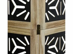 Tabique divisorio de 6 paneles en marrón y negro, paulownia maciza Marru00f3n Outlet