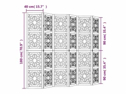 Tabique divisorio de 6 paneles en marrón y negro, paulownia maciza Marru00f3n Outlet