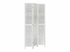 Biombo|Tabique divisorio de 3 paneles en madera maciza de paulownia blanca