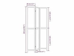 Biombo|Tabique divisorio de 3 paneles en madera maciza de paulownia blanca