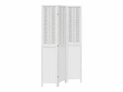 Tabique divisorio de 3 paneles en madera maciza de paulownia blanca Blanco New