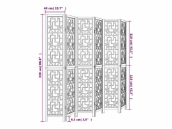 Tabique divisorio de 6 paneles en madera maciza de paulownia marrón^ Online