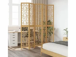 Tabique divisorio de 5 paneles en madera maciza de paulownia marrón Marru00f3n Best