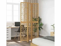 Tabique divisorio de 3 paneles en madera maciza de paulownia marrón^ Outlet