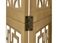 Tabique divisorio de 3 paneles en madera maciza de paulownia marrón^ Outlet