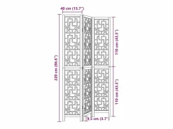 Tabique divisorio de 3 paneles en madera maciza de paulownia marrón^ Outlet
