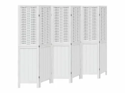 Tabique divisorio de 6 paneles en madera maciza de paulownia blanca Blanco Clearance