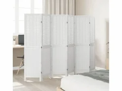 Tabique divisorio de 6 paneles en madera maciza de paulownia blanca Blanco Clearance