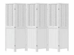 Tabique divisorio de 6 paneles en madera maciza de paulownia blanca Blanco Clearance