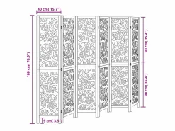 Tabique divisorio de 6 paneles en madera maciza de paulownia negra^ Online