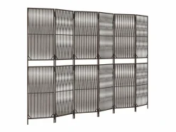 Tabique divisorio de mimbre de resina marrón de 6 paneles Marru00f3n Outlet