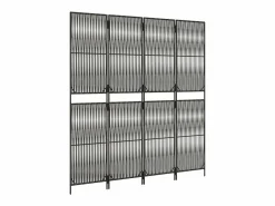 Tabique divisorio de mimbre de resina de 4 paneles Gris Clearance