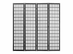 Tabique Divisorio SucceBuy, Tabique Divisorio Japonés de 4 Paneles, Tabique Japonés Portátil, de Madera, Gira 360°, 162 x 170 x 1,9 cm, para Separar Habitaciones Negro New