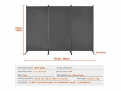 Biombo|Tabique SucceBuy Biombo de 3 Paneles, Plegable, Portátil, para Oficina, Dormitorio y Estudio, Color