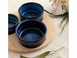 Vajilla|Vajilla|Tabla de aperitivo Moana Bidasoa 3 cuencos cerámica natural/azul