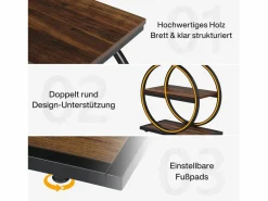 Tabla de apoyo estrecha de 3 niveles, Mesa de salón de madera con marco de metal negro, Mesa baja industrial para sofá^Tribesigns