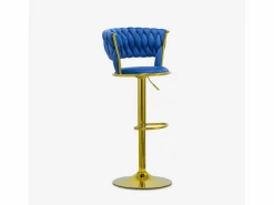 AHD Taburete ajustable de metal dorado y terciopelo entrelazado Macaron - Marino Azul Discount