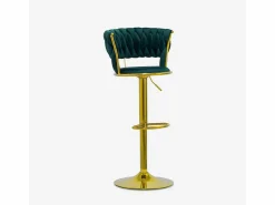 AHD Taburete ajustable de metal dorado y terciopelo entrelazado Macaron - oscuro Verde