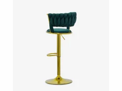 AHD Taburete ajustable de metal dorado y terciopelo entrelazado Macaron - oscuro Verde
