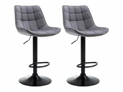 Vente-unique taburete alto ajustable terciopelo metal LIMA II (lote de 2) Gris Outlet