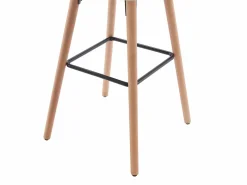 Vente-unique taburete alto de tela y madera de haya - - ELEANA Crema Best