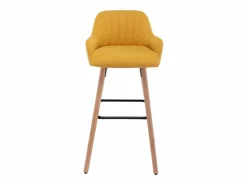 taburete alto de tela y patas madera de haya - Amarillo - ELEANA^Vente-unique New