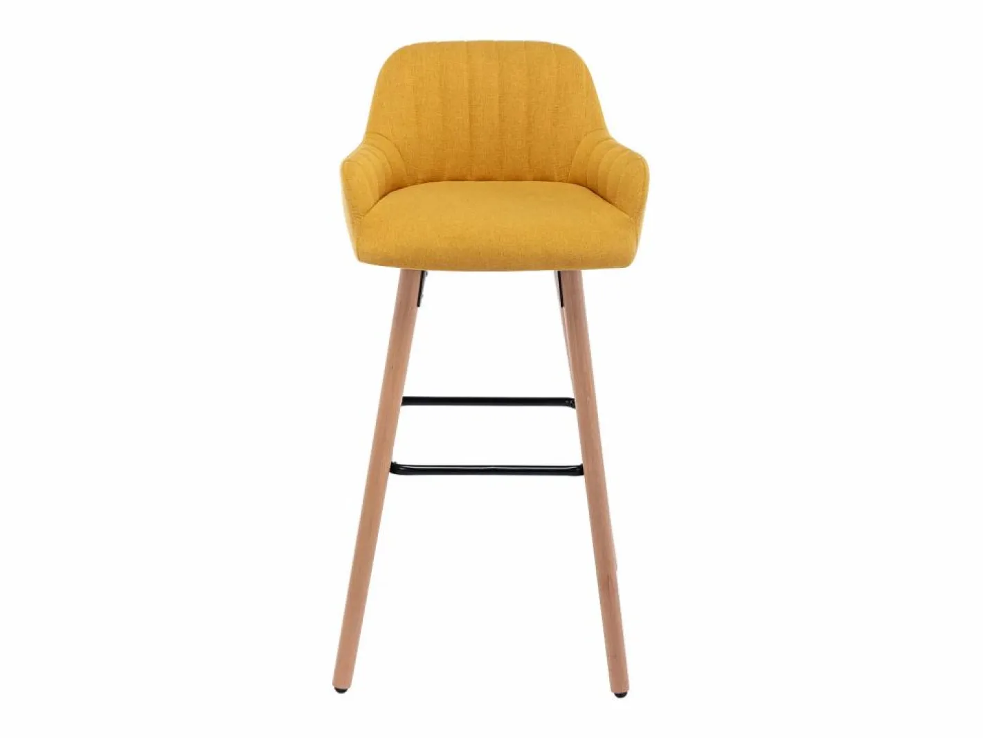 taburete alto de tela y patas madera de haya - Amarillo - ELEANA^Vente-unique New