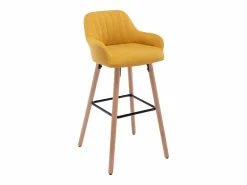 taburete alto de tela y patas madera de haya - Amarillo - ELEANA^Vente-unique New