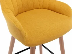 taburete alto de tela y patas madera de haya - Amarillo - ELEANA^Vente-unique New