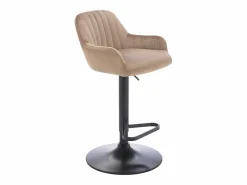taburete alto de terciopelo y metal negro - Altura ajustable - - ELEANA^Vente-unique New