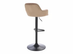 taburete alto de terciopelo y metal negro - Altura ajustable - - ELEANA^Vente-unique New