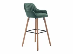 Vente-unique Muebles De Bar|Taburete Alto|taburete alto de terciopelo y metal efecto madera de haya - Verde oscuro - ELEANA