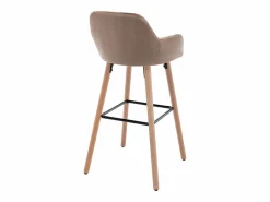 Vente-unique Muebles De Bar|Taburete Alto|taburete alto de terciopelo y patas madera de haya - - ELEANA