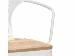 AHD taburete alto estilo diseño industrial bar cocina steel wood back light - Blanco Outlet