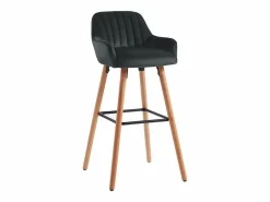 Vente-unique taburete alto vintage de terciopelo gris y metal ELEANA Negro Sale