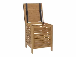 Taburete baúl de almacenamiento de bambú 35 x 35 cm^Five Outlet
